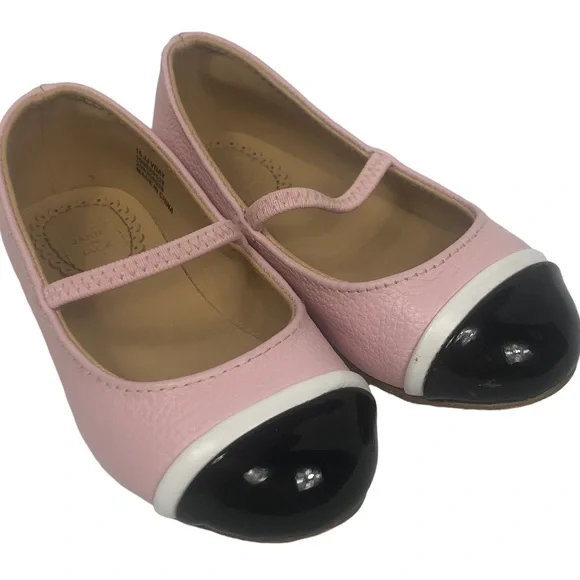 Janie and Jack Pink Ballet Flats with Black Patent Cap Toe size 7 - Picture 3 of 14